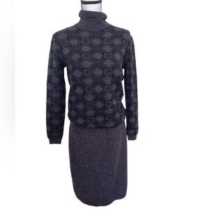 Missoni For Bonwit Teller Vintage 2Pc Sweater & Skirt Set Gray Size Medium